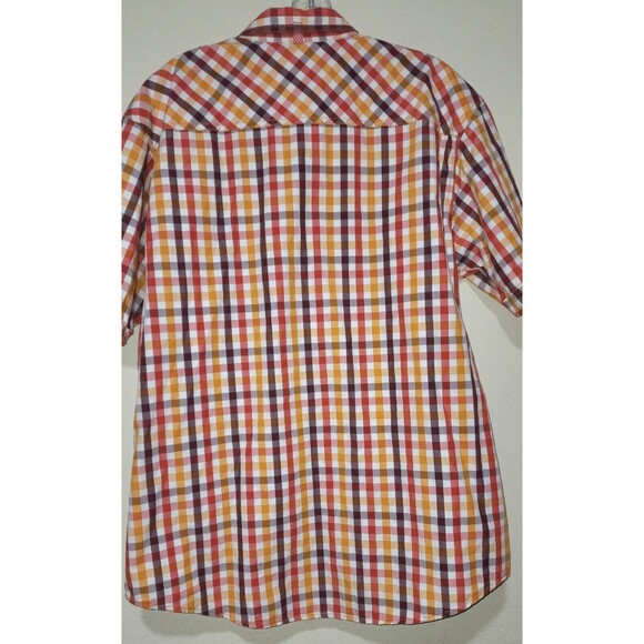 Mens Age Of Wisdom XXL  Checkered Pearl Snap Shirt Red Pearl Snaps Short Sleeve - Picture 2 of 5